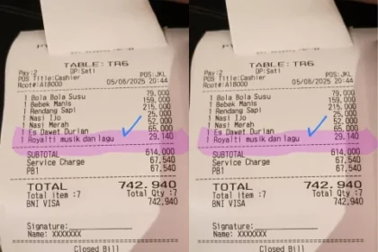 Viral Struk Restoran Cantumkan Biaya Royalti Musik Rp29 Ribu